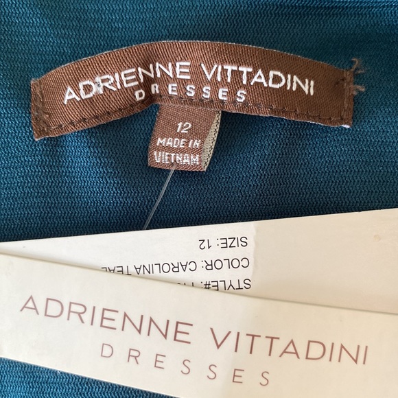 NWT Adrienne Vittadini Ponte Knit Ruffle Sheath Dress in Carolina Teal - 12 - Picture 9 of 12